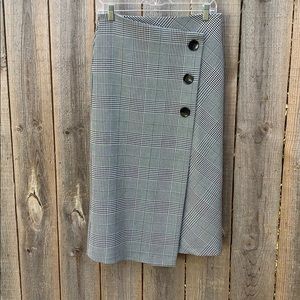 Zara women’s three button plaid wrap skirt.
